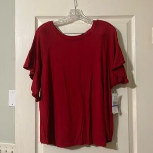 Karen Kane super cute red shirt. Rayon, spandex size XL